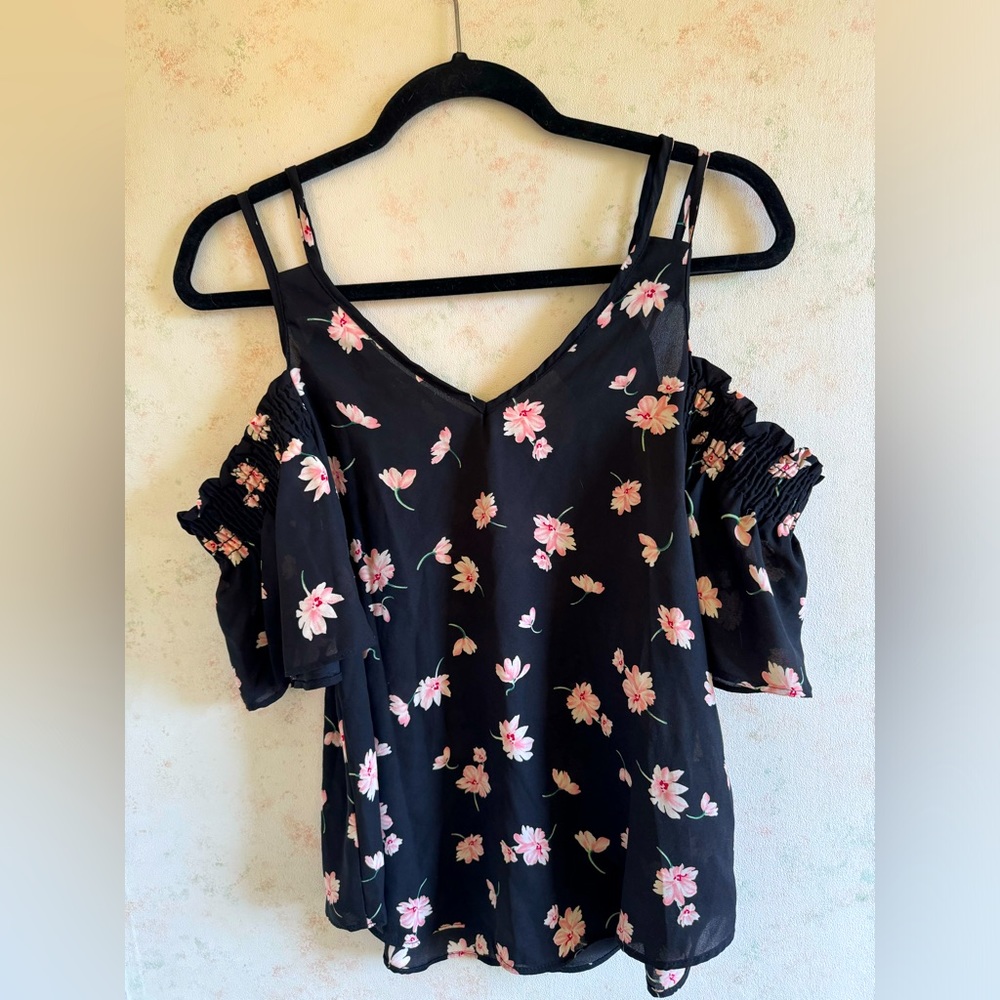 Pink floral off the shoulder top